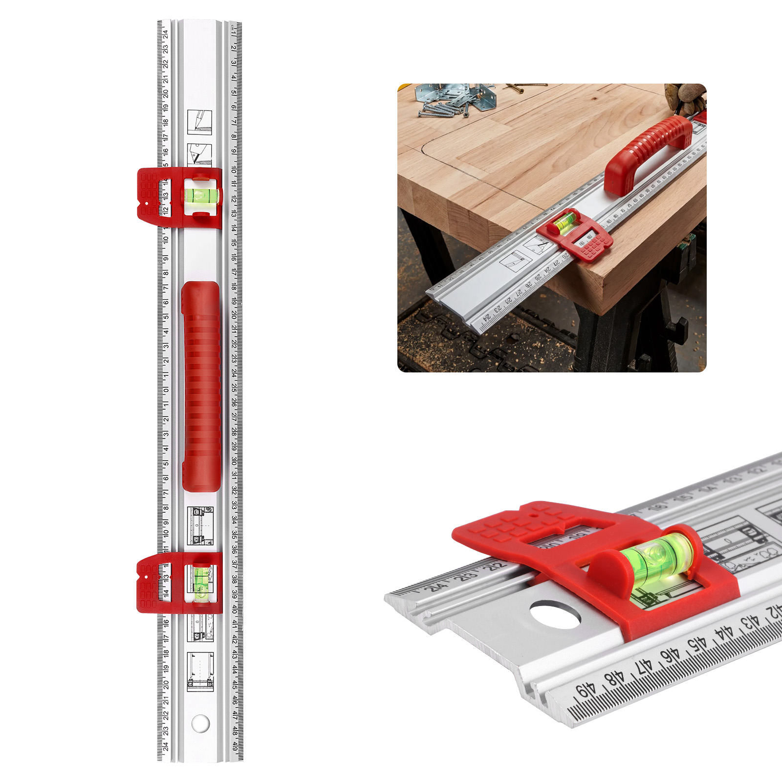 Home Improvement Mark - Aluminium-Nivellierlineal, Gleitlineal zum Markieren und Layouten,